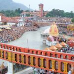 Image of Haridwar near holy river and crowd doing pooja - explore the Haridwar Temples