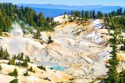 An image of Lassen Volcanic National Park from the Cinder Cone Trail that leads to it.