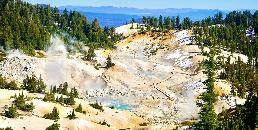 An image of Lassen Volcanic National Park from the Cinder Cone Trail that leads to it.