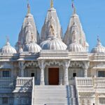 A panoramic view of BAPS Shri Swaminarayan Mandir in the city of Toronto, Canada.