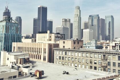 View of concrete buildings in Los Angeles, one of the best places for a holiday