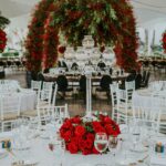 A romantic view of the table set up with red roses flower arrangement in Philadelphia.