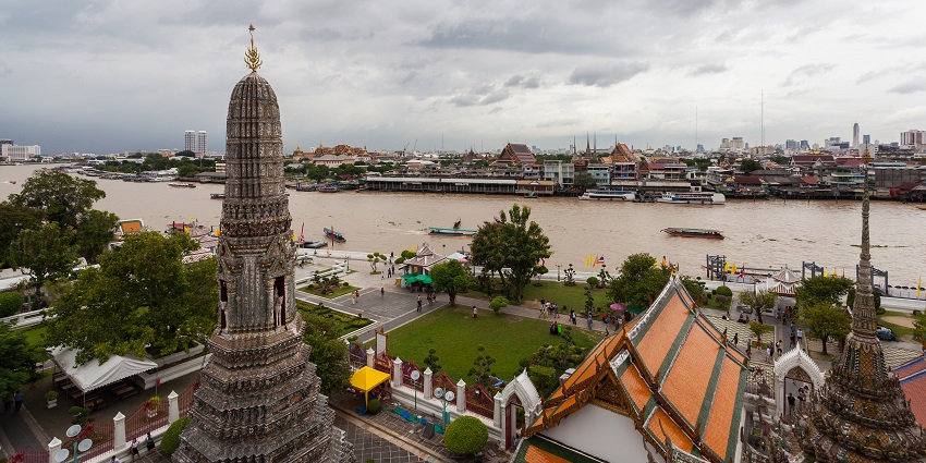 Bangkok, Thailand's capital, is a cultural and economic hub by the river
