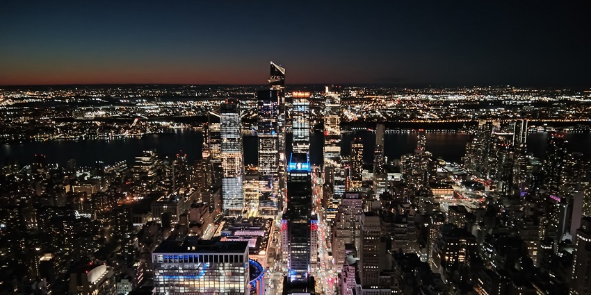 A pleasant image of New York City photographed on the east side of the Empire State Building.