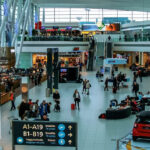 An interior view of Budapest Airport, the busiest airport among airports in Hungary.