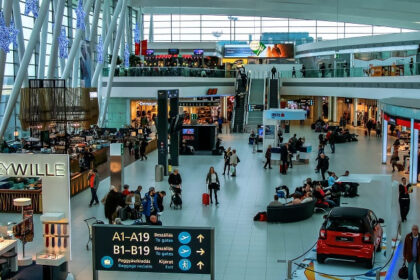 An interior view of Budapest Airport, the busiest airport among airports in Hungary.