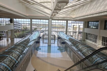 An image of the interior of Orlando International Airport, a major airport in Orlando.