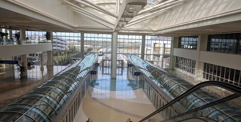 An image of the interior of Orlando International Airport, a major airport in Orlando.