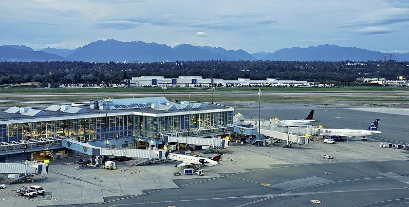 An image of an exterior view of Vancouver International Airport (YVR) in Canada.