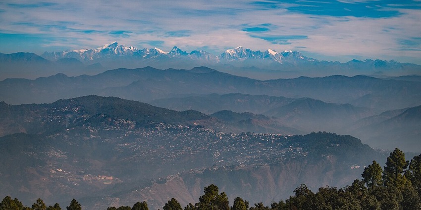 Scenic image of the beautiful Almora city and the scenic view of the Himalayas
