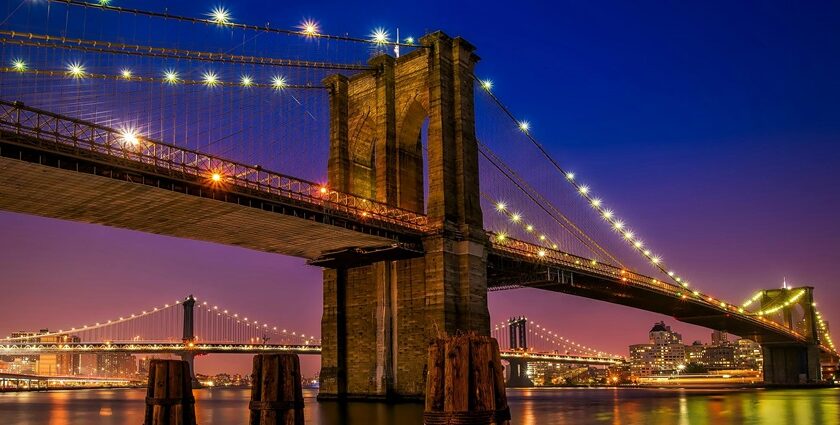 Image of Brooklyn Bridge, New York during Nighttime - nightclub experiencing nightlife in America