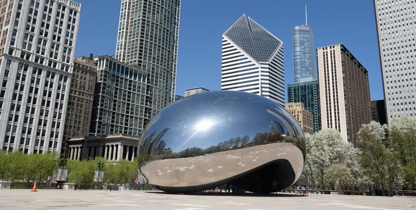 A view of the entrance to the Cloud Gate in Chicago, Illinois - explore art museums in illinois