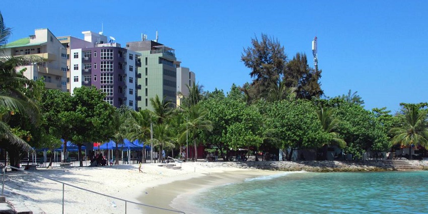 Man-made beach offering a tranquil escape in Malé, a popular spot for locals and tourists.