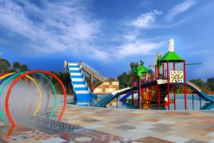 Thrilling water slides at the famous Asansol Water Park.