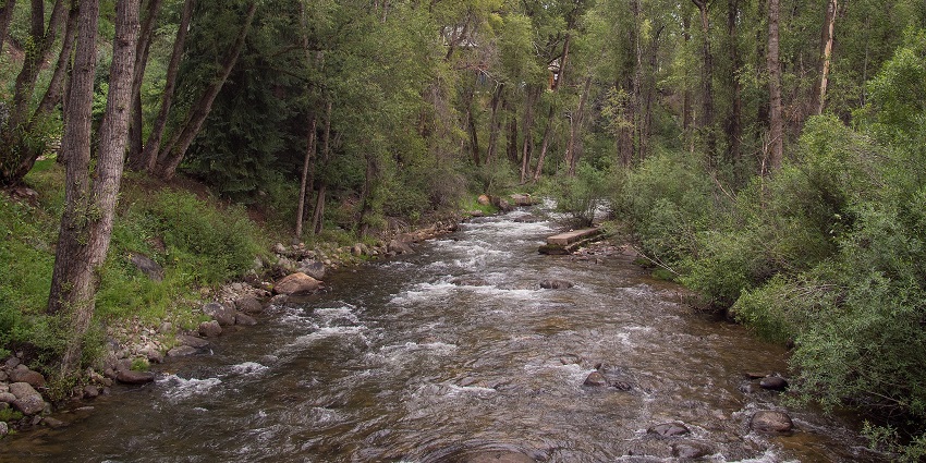 Picture of the beautiful flowing river called Roaring Fork River In Aspen