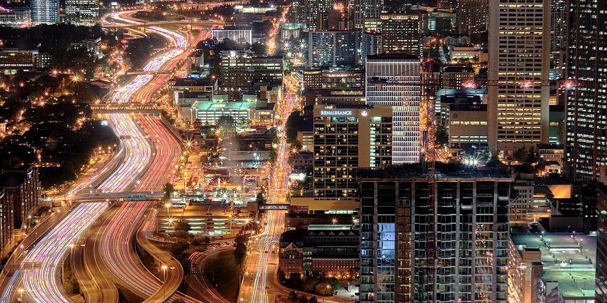 Bright view of downtown Atlanta, showcasing the city's vibrant skyline and architecture.