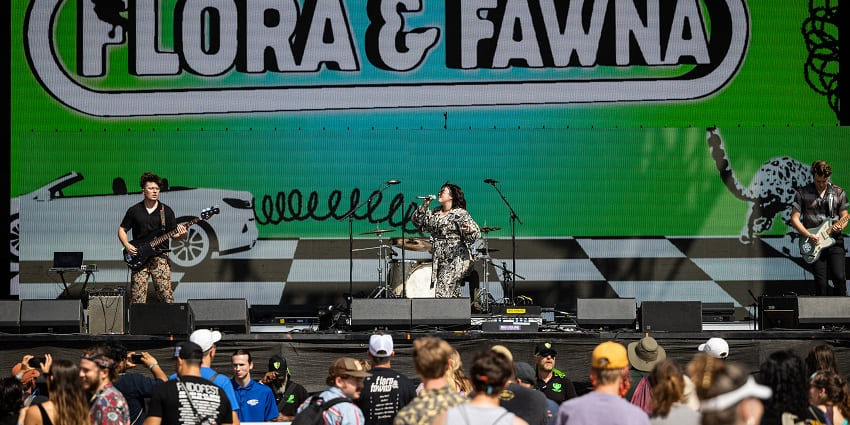 An image of Flora & Fawna performing live showcasing vibrant energy and music.