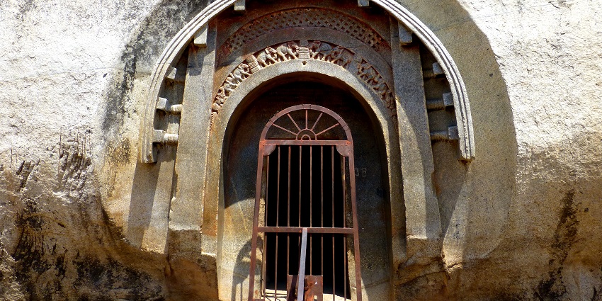 Ancient rock-cut caves in Bihar, known for historical significance