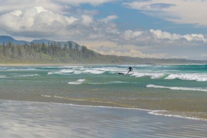 On a misty morning, Mystic Beach in Vancouver Island, Canada, is looking heavenly.