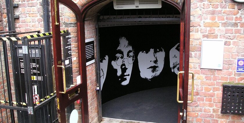 An Image of the entrance of the Beatles Museum in the street of Liverpool.