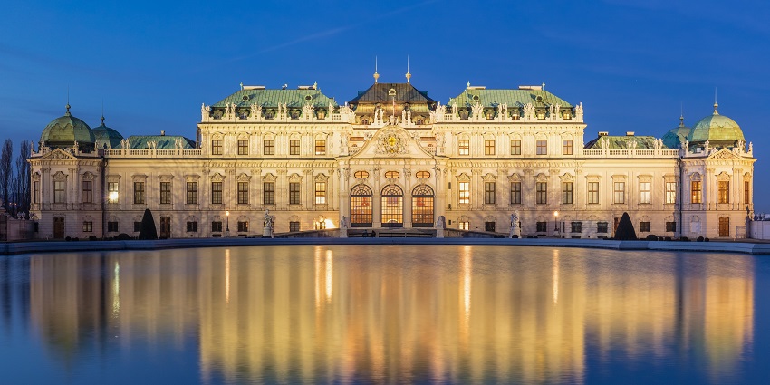 A view of the Belvedere Palace, a popular destination for Valentine's Day in Vienna.