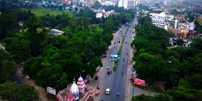 An aerial view of Purnia, where Jalalgarh Fort is located