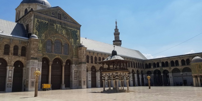 Image of the mosque inside with beautiful architecture during day time view in Syria