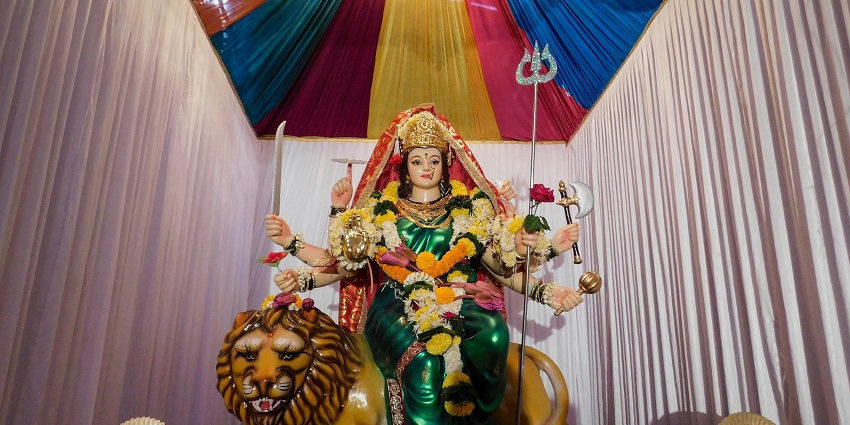 Durga maa temple in Bharwari with pious vibes.