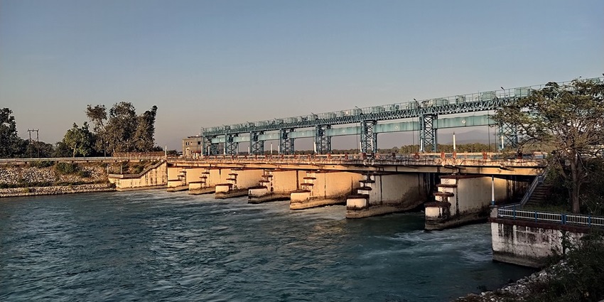 The diversion of ganga into the artificial upper ganga canal - popular tourist destination, Har-Ki-Pauri