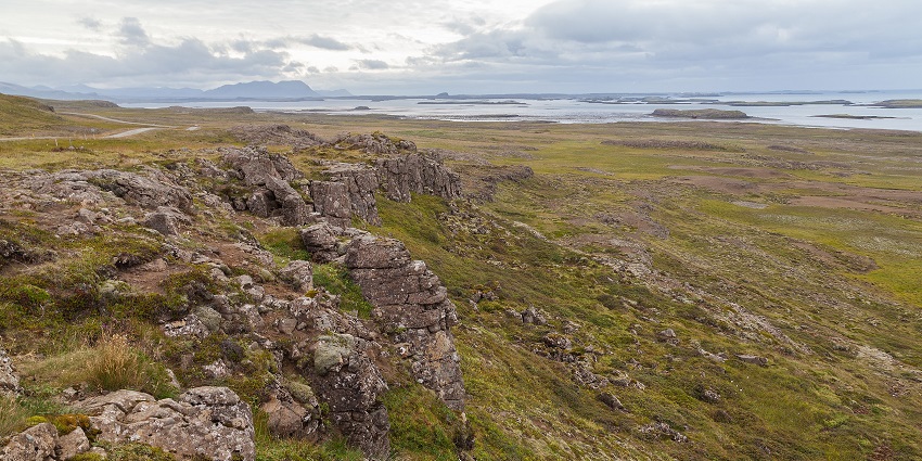 An image of a remote view of Bjarnarhöfn, one of the best beaches in Iceland.