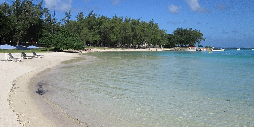 Blue Bay Marine Park with the cyan sea, a place to celebrate valentine's day in Mauritius.