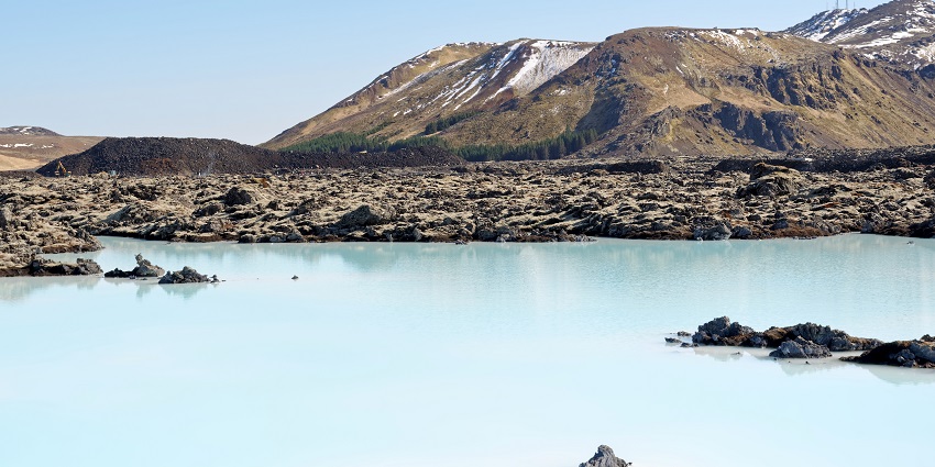 A picture of the Blue Lagoon, which is one of the best places to visit in Iceland.