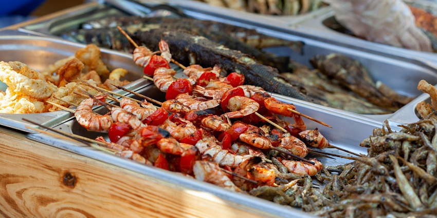 An image of delicious Grilled Shrimp in Skewers, which is a mouthwatering picture