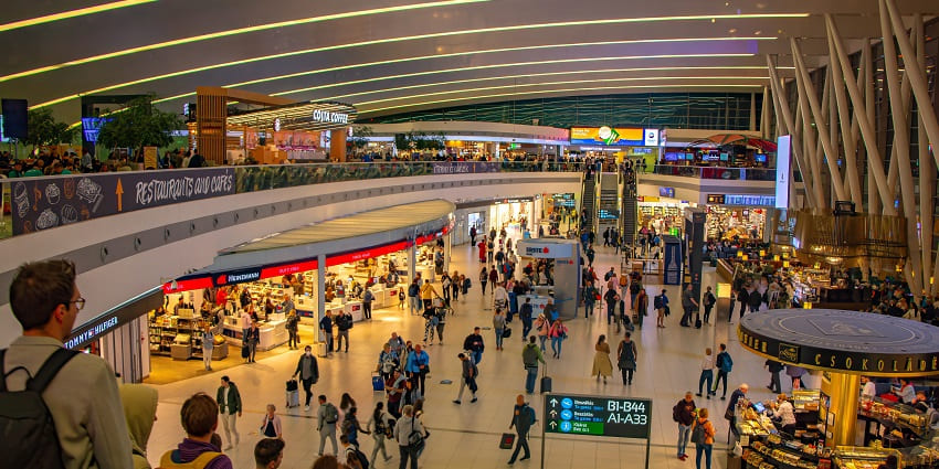 A picture of Budapest Airport, which is the busiest of all international airports in Hungary.