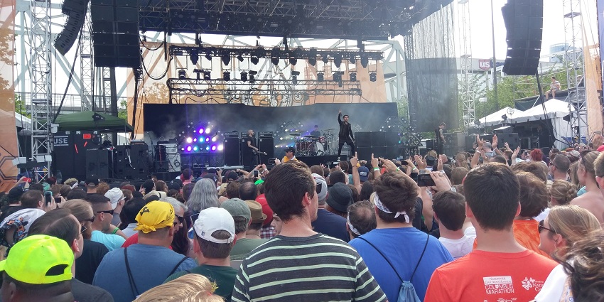 Crowds gathered along the scenic Ohio River during Bunbury Music Festival in Cincinnati