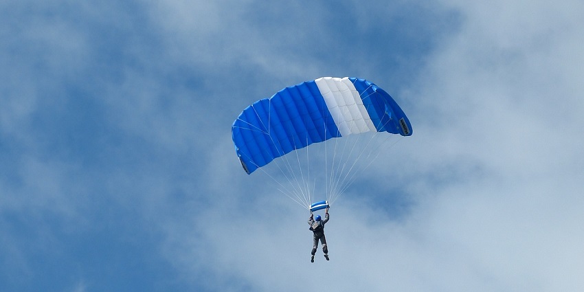 An image of a person skydiving in Burnaby, a place famous for skydiving in Canada.