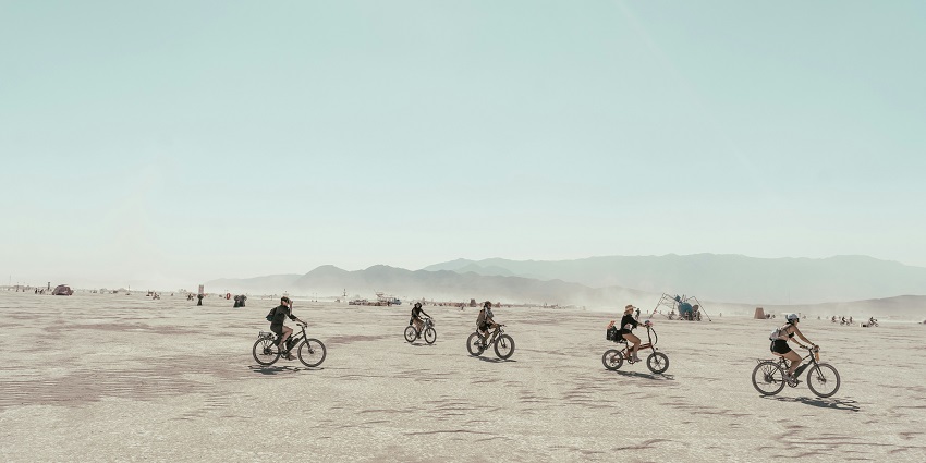 Burning Man, showcasing iconic art from September Music Festivals in the USA in the desert.