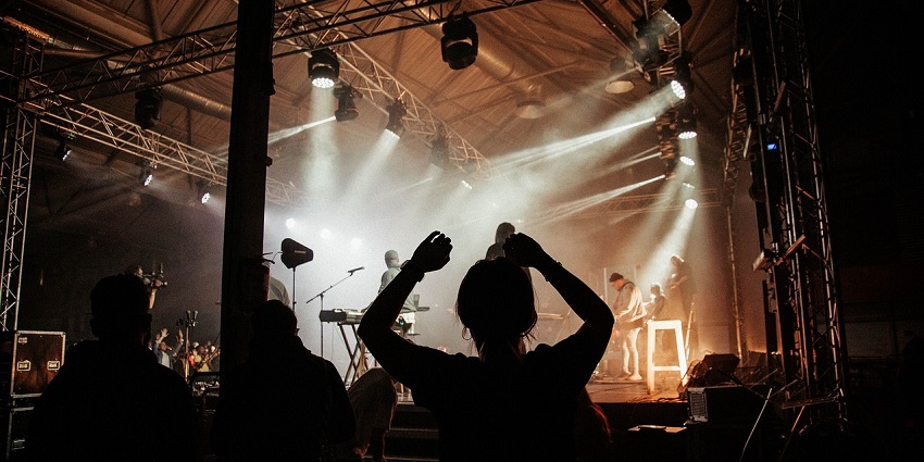 Vibrant crowd enjoying electronic music at CRSSD, one of the San Diego music festivals.