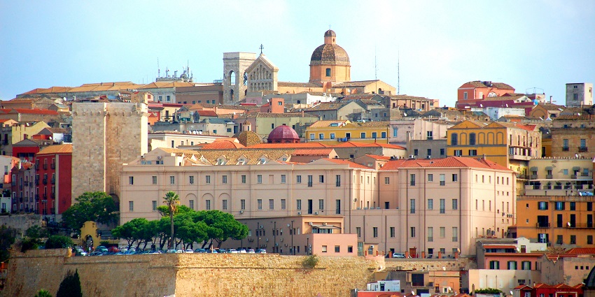 Historic Sardinian capital with Castello quarter featured in Sardinia travel guide.
