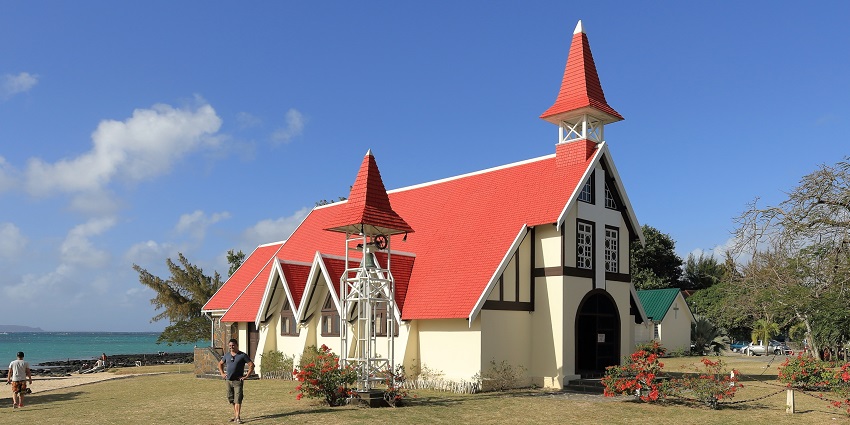 The Notre Dame Auxiliatrice is located in the village of Cap Malheureux in Mauritius.