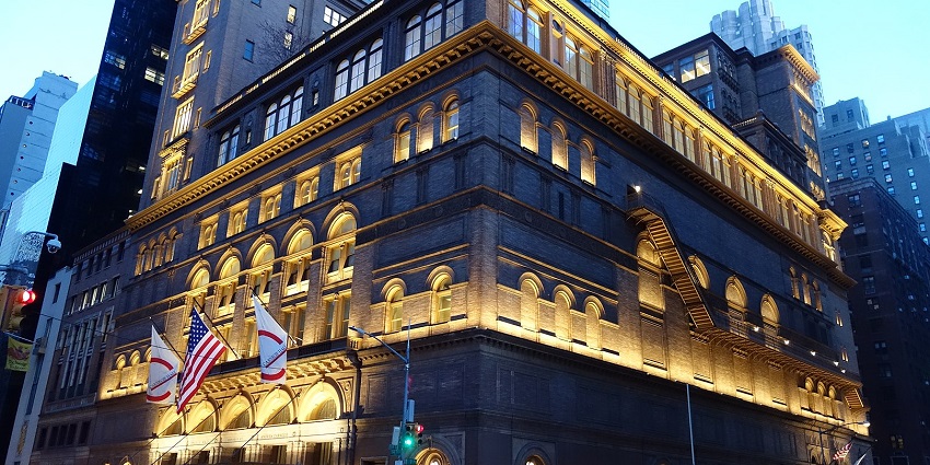 Carnegie Hall in New York City, famous for its stunning architecture and world-class performances.