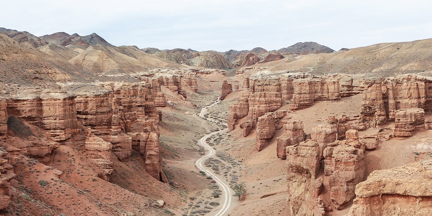 Formations resembling a miniature Grand Canyon, highlighted in the Kazakhstan travel guide.