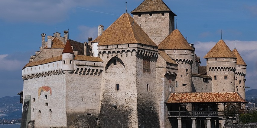Medieval castle by Lake Geneva with captivating historical allure