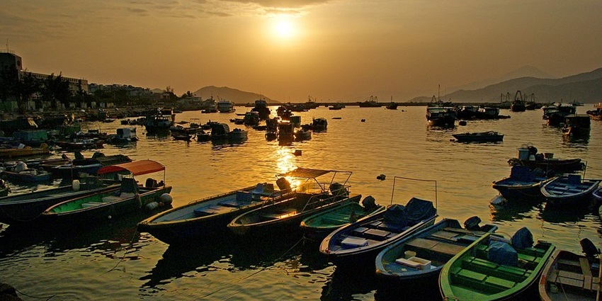Picturesque view of an island known for fishing and beaches dusring sunset time