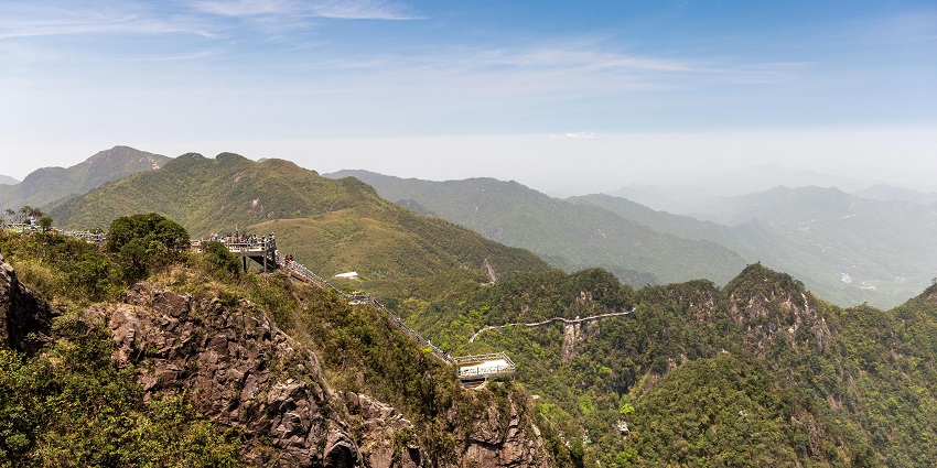 Image of beautiful mountains - Tourists at the Viewpoint on a Mountain Peak