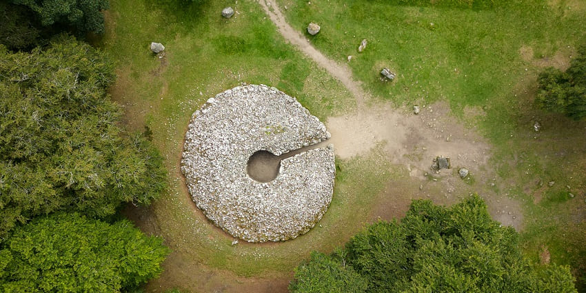 Clava Cairns, a prehistoric burial site near Inverness, featuring ancient stone structures.