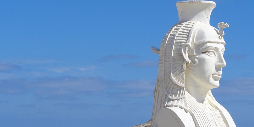 A statue of the Egyptian ruler Cleopatra at Cleopatra beach - one of the beaches in Egypt.