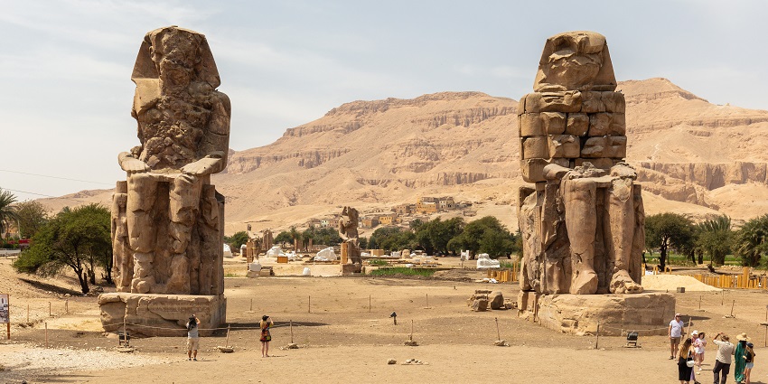 The Colossi of Memnon is one of the two giant statues and one of the largest temples in Egypt.