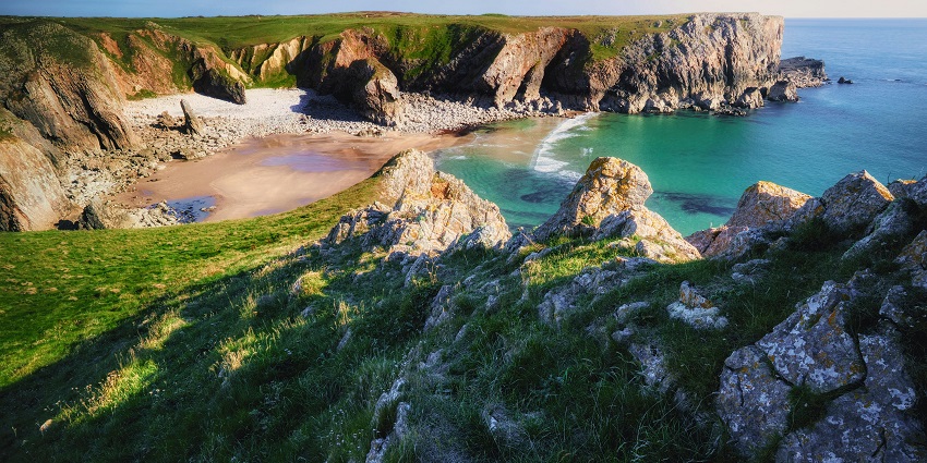 Compton Bay, as seen from the Compton Bay car park, off the Military Road, in England.