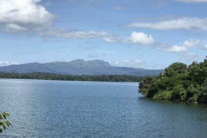 A view of serene waters at a lake in Harangi Elephant Camp and Tree Park in Coorg, Karnataka.